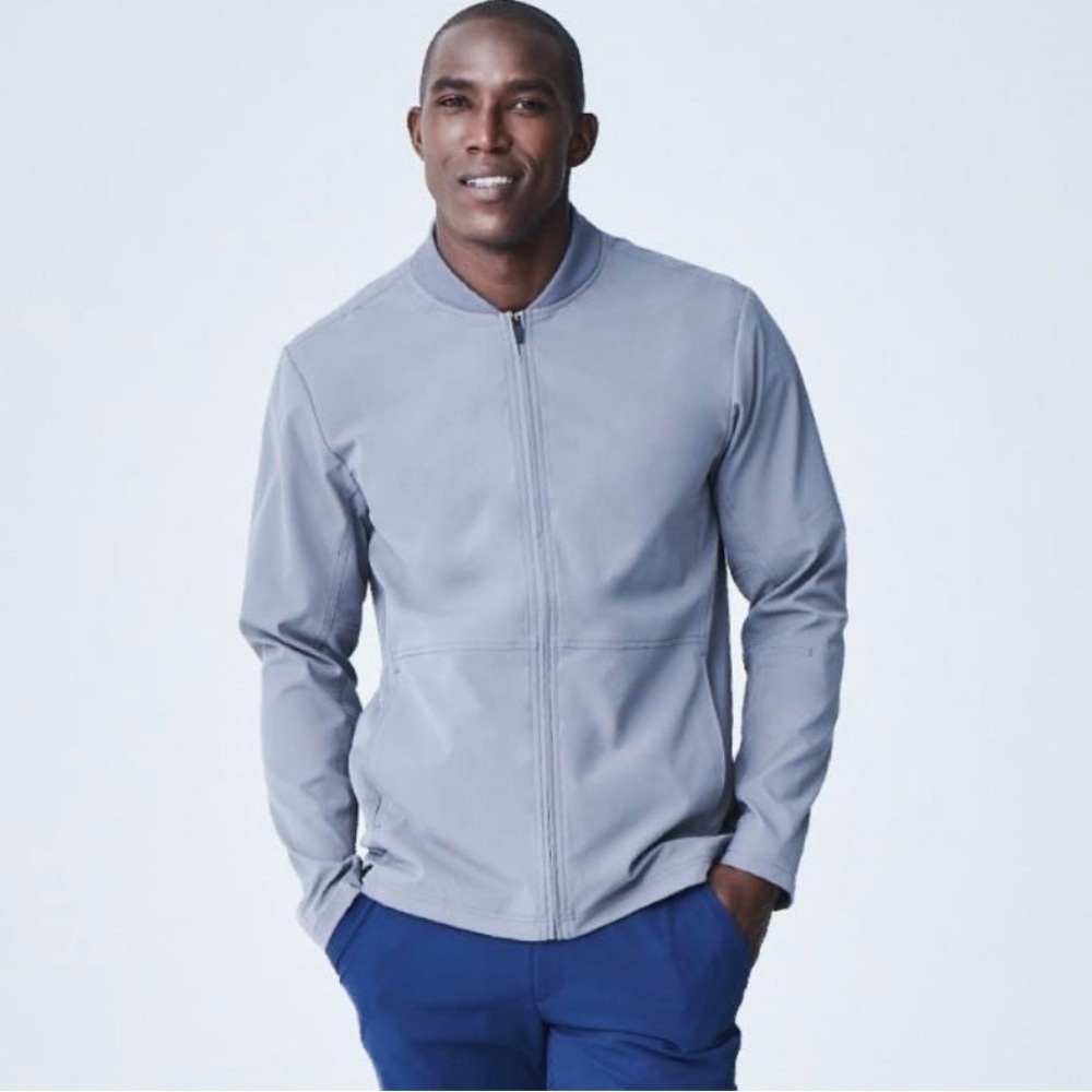 Medelita Men’s S Scrub Jacket Gray Full Zip Pockets Uniform Medical Performance